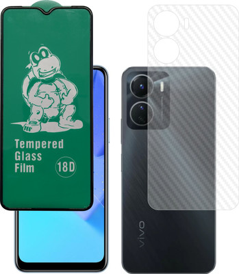 Vatsin Front and Back Tempered Glass for ViVO T2X 5G, vivo Y16, vivo Y56 5G, ViVO T2X 5G [Back Carbon Fiber](Pack of 2)