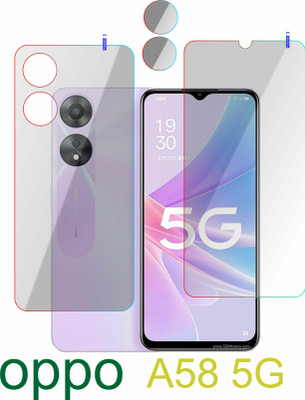 PONDRIK Front and Back Tempered Glass for OPPO A58 5G(Pack of 3)