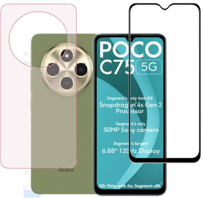 HOBBYTRONICS Front and Back Tempered Glass for Poco C75 5g, Poco C75(Pack of 1)