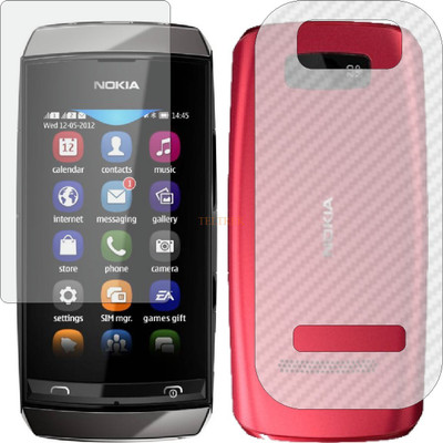 TELTREK Front and Back Tempered Glass for NOKIA ASHA 305 (Front Matte Finish & Back 3d Carbon Fiber)(Pack of 2)