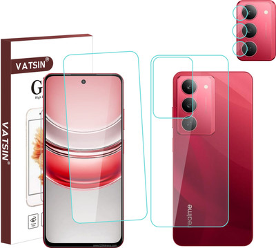Vatsin Front and Back Tempered Glass for Realme P3 Lite 5G, Realme P3 Lite 5G [With Rear Camera Lens Guard](Pack of 3)