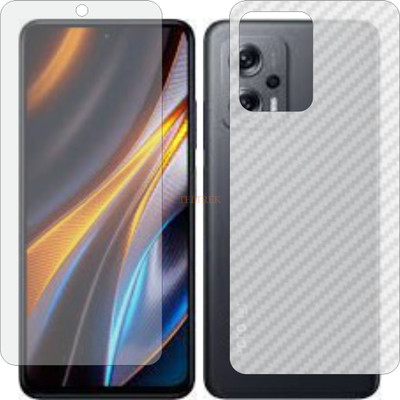 TELTREK Front and Back Tempered Glass for MI POCO X4 GT (Front Matte Finish & Back 3d Carbon Fiber)(Pack of 2)