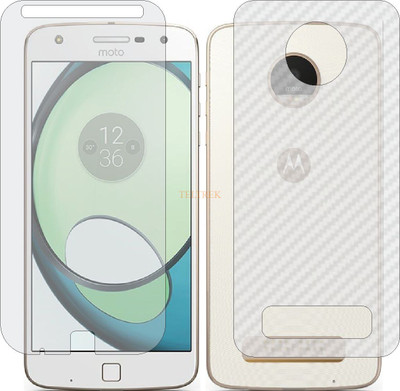 TELTREK Front and Back Tempered Glass for MOTOROLA Z PLAY (Front Matte Finish & Back 3d Carbon Fiber)(Pack of 2)