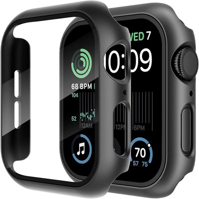 Aenoko Front and Back Tempered Glass for Apple Watch Series 6 5 4 SE/SE2 40mm with Tempered Glass Screen Protector, iWatch Case with Screen Guard, Touch Sensitive, Full Coverage Bumper Protective Cover (40mm, Black)(Pack of 1)