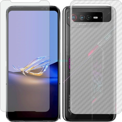 Fasheen Front and Back Tempered Glass for ASUS ROGPHONE 6D ULTIMATE (Front Matte Finish & Back 3d Carbon Fiber)(Pack of 2)