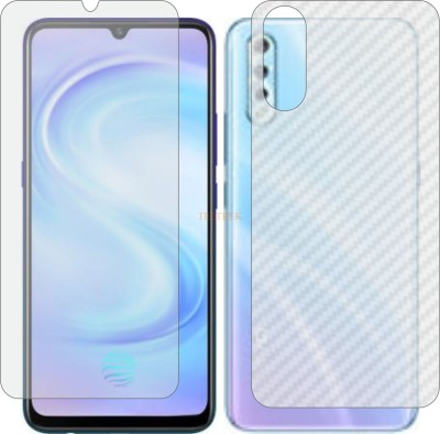 TELTREK Front and Back Tempered Glass for VIVO 1907 S1 (Front Matte Finish & Back 3d Carbon Fiber)(Pack of 2)