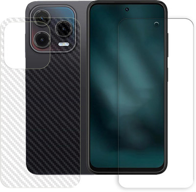 SOMTONE Front and Back Tempered Glass for Lava Bold N1 Pro 4G Front Back Tempered Glass Screen Protector | Anti-Scratch | Edge to Edge Full Coverage | 9H Hardness ( 1 FRONT TEMPERED GLASS PROTECTOR + 1 BACK CARBON FIBER SKIN )(Pack of 1)