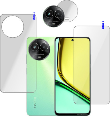 PONDRIK Front and Back Tempered Glass for realme C67 5G(Pack of 3)