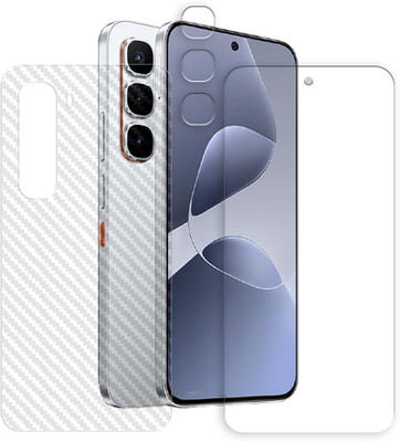 ARBAN Front and Back Tempered Glass for Infinix Hot 60 Pro 4G Tempered Glass Screen Protector | Anti-Scratch | Edge to Edge Full Coverage | 9H Hardness (1 FRONT SCREEN GUARD + 1 BACK CARBON FIBER SKIN + 1 CAMERA LENS PROTECTOR)(Pack of 1)