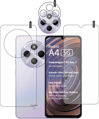 DORADO SHIELD Front and Back Tempered Glass for REDMI A4 5G with camera lens(Pack of 3)
