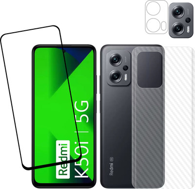 Vatsin Front and Back Tempered Glass for MI Redmi K50i, MI Redmi K50i (Back Carbon Fiber)(Pack of 3)