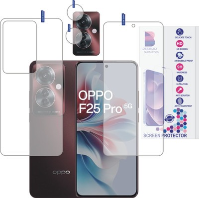 DESIBUZZ Front and Back Tempered Glass for OPPO F25 Pro 5G with camera lens protectors(Pack of 3)