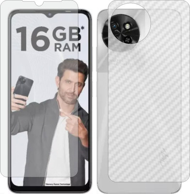 Fasheen Front and Back Tempered Glass for Itel S23 (Matte Front & Carbon Fiber Skin for Back)(Pack of 2)