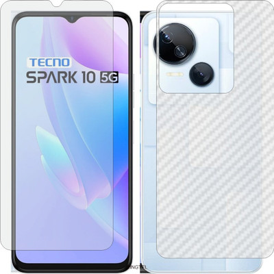 ZINGTEL Front and Back Tempered Glass for TECNO SPARK 10 5G Ki8 (Front Matte Finish & Back 3d Carbon Fiber)(Pack of 2)