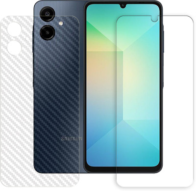 SOMTONE Front and Back Tempered Glass for Samsung Galaxy A06 4G (1 FRONT TEMPERED GLASS AND 1 BACK CARBON FIBER SKIN PROTECTOR)(Pack of 1)