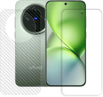 SOMTONE Front and Back Tempered Glass for vivo X200 Pro mini 5G Tempered Glass Screen Protector | Anti-Scratch | Edge to Edge Full Coverage | 9H Hardness (1 FRONT TEMPERED GLASS + 1 BACK CARBON FIBER SKIN)(Pack of 1)