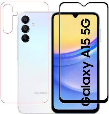 HOBBYTRONICS Front and Back Tempered Glass for Samsung A15(Pack of 1)