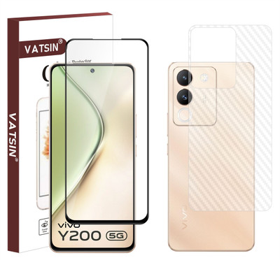 Vatsin Front and Back Tempered Glass for ViVO Y200 5G, ViVO Y200 5G [Back Carbon Fiber](Pack of 2)