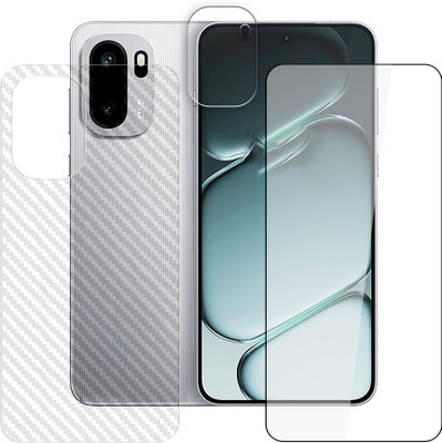 KOISTON Front and Back Tempered Glass for OnePlus Ace 6 5G Tempered Glass Screen Protector | Anti-Scratch | Edge to Edge Full Coverage | 9H Hardness ( 1 FRONT SCREEN GUARD + 1 BACK CARBON FIBER SKIN + 1 CAMERA LENS PROTECTOR )(Pack of 1)