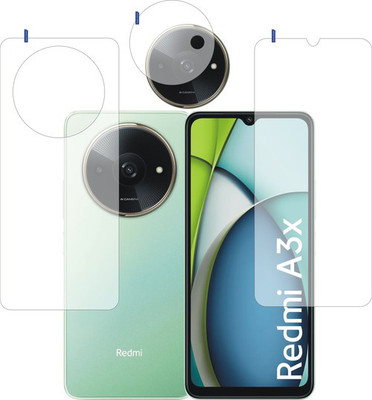 DESIBUZZ Front and Back Tempered Glass for REDMI A3,REDMI A3X, Camera lens(Pack of 3)