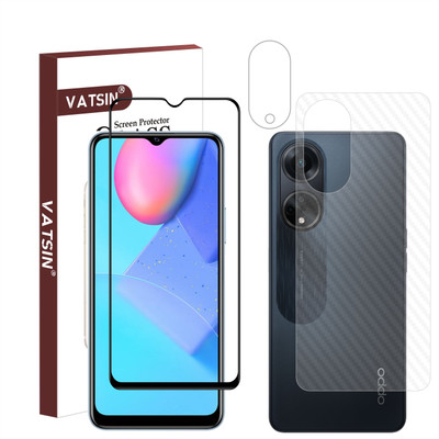Vatsin Front and Back Tempered Glass for Oppo A38, Oppo A38 [Back Carbon Fiber] [Rear Camera Lens Guard](Pack of 3)