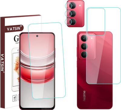 Vatsin Front and Back Tempered Glass for Realme P3 Lite 5G, Realme P3 Lite 5G [With Rear Camera Lens Guard](Pack of 3)