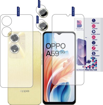 DESIBUZZ Front and Back Tempered Glass for OPPO A59 5G, (Flexible), OPPO A59 5G camera lens(Pack of 3)