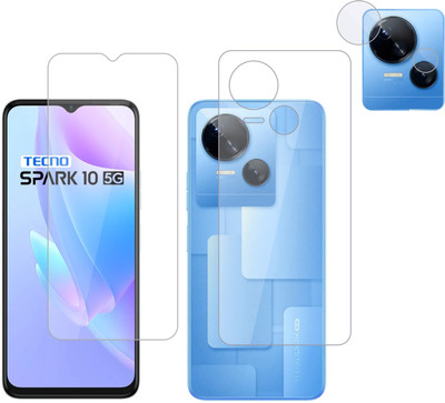 Vatsin Front and Back Tempered Glass for Tecno Spark 10 5G, Tecno Spark 10 5G [With Rear Camera Lens Guard](Pack of 3)