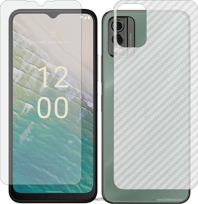 ZINGTEL Front and Back Tempered Glass for NOKIA C32 (Front Matte Finish & Back 3d Carbon Fiber)(Pack of 2)