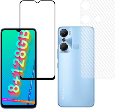 Vatsin Front and Back Tempered Glass for Infinix Hot 12 Pro, Infinix Hot 12 Pro (Back Carbon Fiber)(Pack of 2)