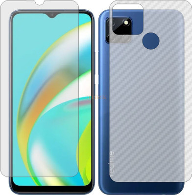 TELTREK Front and Back Tempered Glass for REALME C20 (Front Matte Finish & Back 3d Carbon Fiber)(Pack of 2)