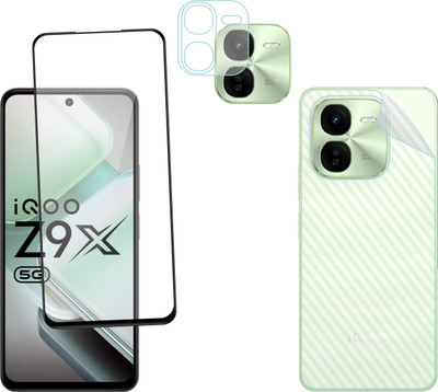 Ten To 11 Front and Back Tempered Glass for iQOO Z9X 5G, iQOO Z9X 5G [Back Carbon Fiber] [Rear Camera Lens Guard](Pack of 3)