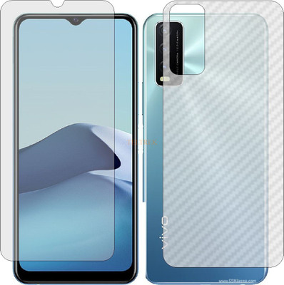 TELTREK Front and Back Tempered Glass for VIVO Y20S V2038 (Front Matte Finish & Back 3d Carbon Fiber)(Pack of 2)