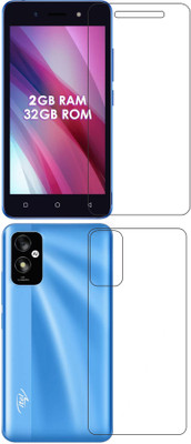 wooden craft Front and Back Tempered Glass for Itel A23S {Flexible}, A511LQ, A23S(Pack of 2)