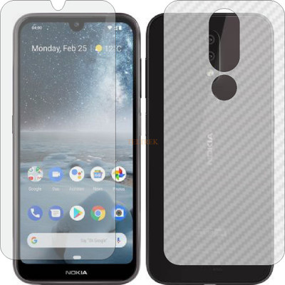 TELTREK Front and Back Tempered Glass for NOKIA 4.2 (Front Matte Finish & Back 3d Carbon Fiber)(Pack of 2)