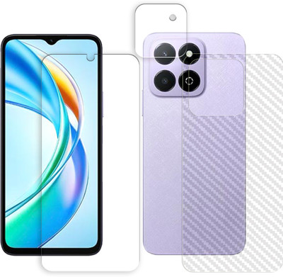 SOMTONE Front and Back Tempered Glass for Honor Play9A 4G Tempered Glass Screen Protector | Anti-Scratch | Edge to Edge Full Coverage | 9H Hardness (1 FRONT SCREEN GUARD + 1 BACK CARBON FIBER SKIN + 1 CAMERA LENS PROTECTOR)(Pack of 1)