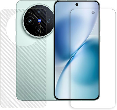 SOMTONE Front and Back Tempered Glass for vivo X200s 5G Tempered Glass Screen Protector | Anti-Scratch | Edge to Edge Full Coverage | 9H Hardness (1 FRONT TEMPERED GLASS PROTECTOR + 1 BACK CARBON FIBER SKIN)(Pack of 1)