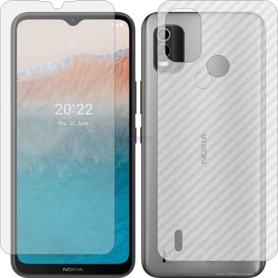 Fasheen Front and Back Tempered Glass for NOKIA C21 PLUS (Front Matte Finish & Back 3d Carbon Fiber)(Pack of 2)