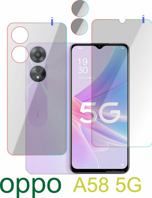PONDRIK Front and Back Tempered Glass for OPPO A58 5G(Pack of 3)