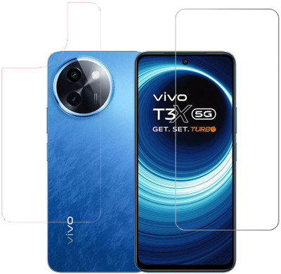 VAYUVAULT Front and Back Tempered Glass for Vivo T3x, Vivo T3x 5G(Pack of 2)