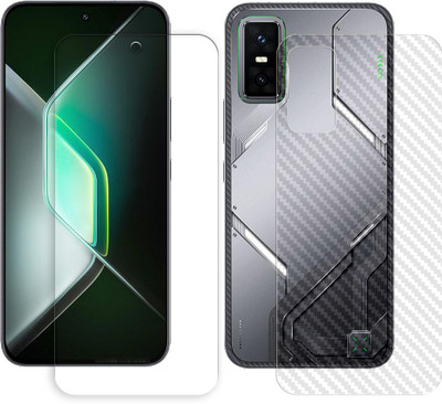 ARBAN Front and Back Tempered Glass for Infinix GT 30 Pro 5G Tempered Glass Screen Protector | Anti-Scratch | Edge to Edge Full Coverage | 9H Hardness (1 FRONT TEMPERED GLASS + 1 BACK CARBON FIBER SKIN)(Pack of 1)