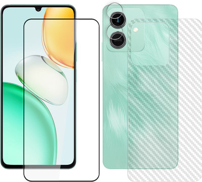 SOMTONE Front and Back Tempered Glass for Honor Play10 4G Tempered Glass Screen Protector | Edge to Edge Full Coverage | 9H Hardness ( 1 FRONT SCREEN GUARD + 1 CARBON FIBER BACK + 1 CAMERA LENS PROTECTOR ) FX02(Pack of 1)
