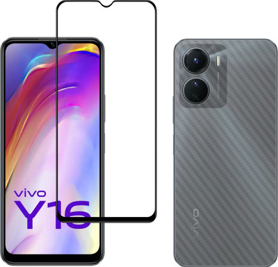 Vatsin Front and Back Tempered Glass for ViVO Y56 5G, vivo Y16, vivo T2X 5G, ViVO Y56 5G [Back Carbon Fiber](Pack of 2)