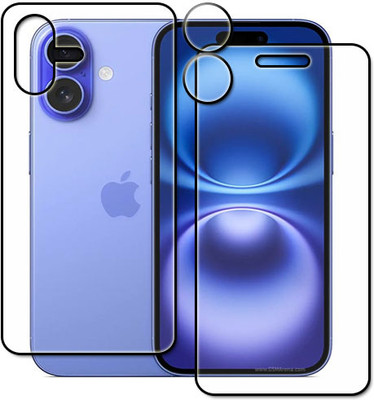tombik Front and Back Tempered Glass for 8zd-Apple iPhone 16-fb,lens(Pack of 3)