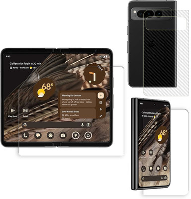 SOMTONE Front and Back Tempered Glass for Google Pixel Fold 5G Tempered Glass Screen Protector | Anti-Scratch | Edge to Edge Full Coverage | 9H Hardness (1 FRONT TEMPERED GLASS + 1 BACK CARBON FIBER SKIN)(Pack of 1)