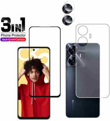 FINCH Front and Back Tempered Glass for REALME C55(Pack of 3)