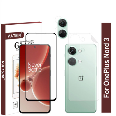 Vatsin Front and Back Tempered Glass for OnePlus Nord 3, OnePlus Nord 3 [With Rear Camera Lens Guard](Pack of 3)