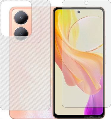 MOBART Front and Back Tempered Glass for Vivo Y77t 5G (Matte Front & Carbon Fiber Skin for Back)(Pack of 2)