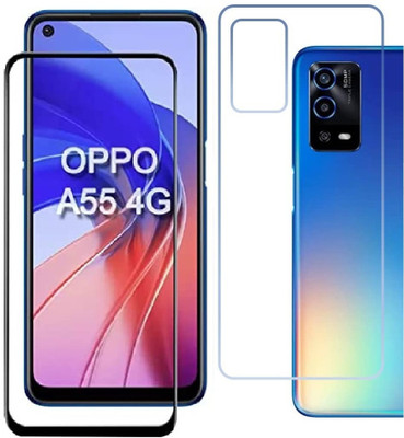 Casesily Front and Back Tempered Glass for Oppo A55 4G Front 11D Glass Back Flexible Trink (Not Glass)(Pack of 2)