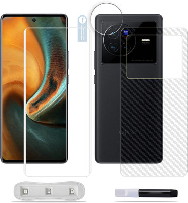 SOMTONE Front and Back Tempered Glass for vivo X80 Pro 5G Tempered Glass Screen Protector ( 1 UV TEMPERED GLASS SCREEN PROTECTOR + 1 BACK CARBON FIBER SKIN + CAMERA LENS PROTECTOR )(Pack of 1)
